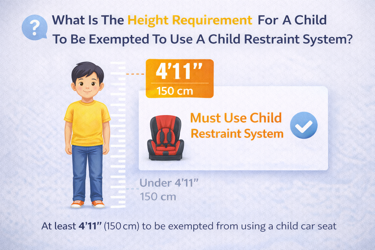What Is The Height Requirement For A Child To Be Exempted To Use A Child Restraint System